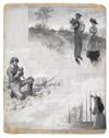 (ORIGINAL ILLUSTRATION.) Frost, A. B. Untitled pen and ink drawing of boy on a small rowboat